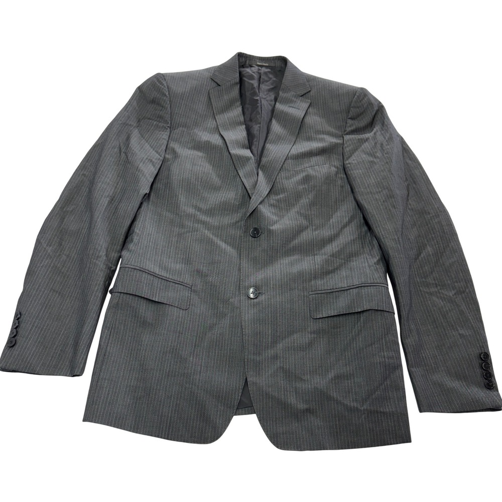 Z Zegna Blazer Mens 50L Gray Pinstripe City Wool Mohair Two Button Professional